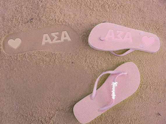 Alpha Sigma Alpha Flip Flops, With Greek Letter Cutouts