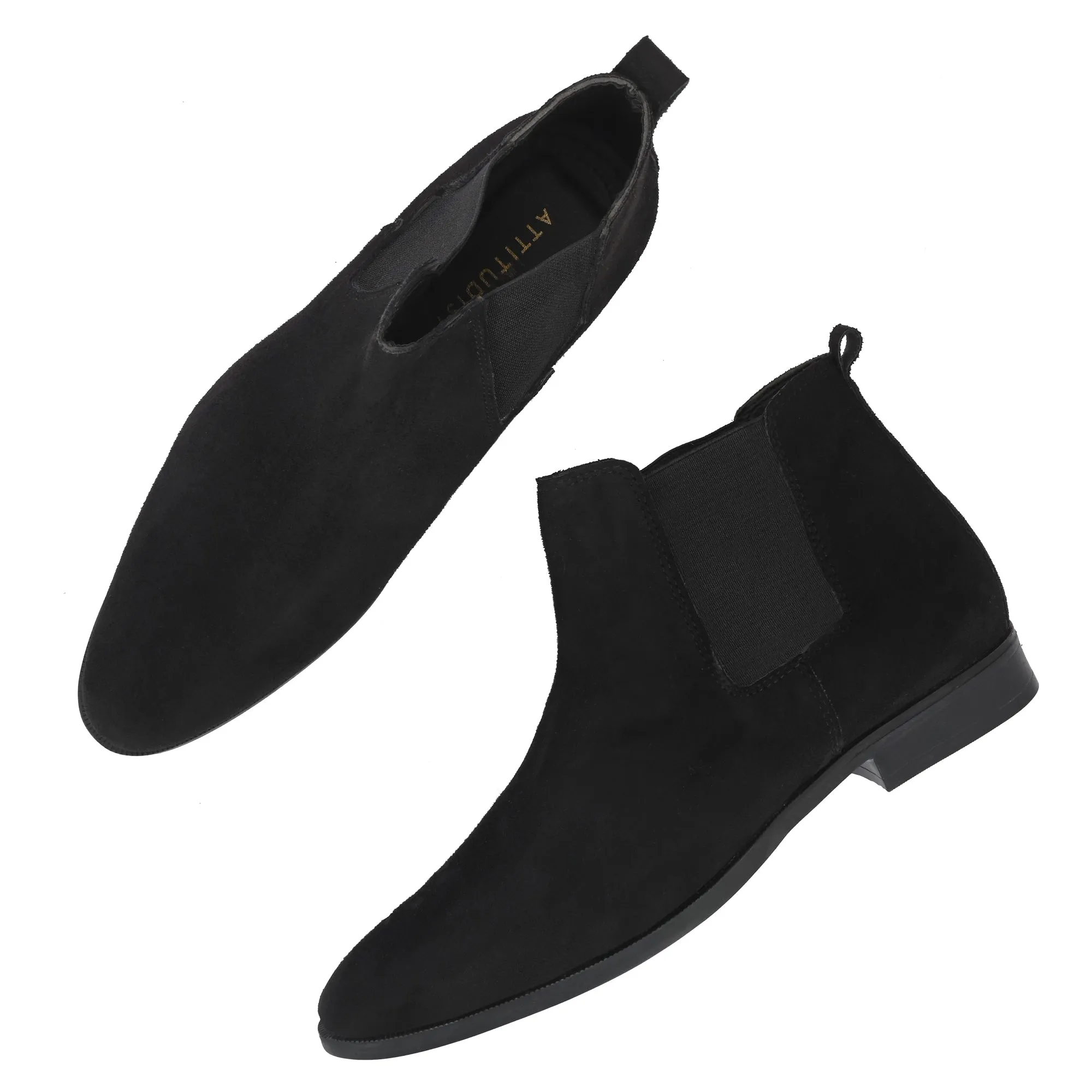 Attitudist Unisex Black Mid Top Chelsea Boots