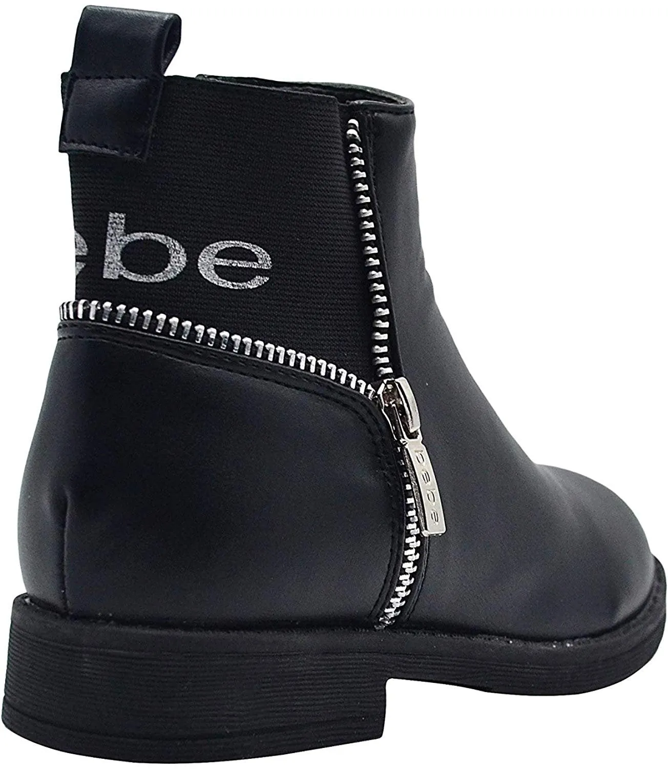 Sure! Heres an optimized title for the product:

Stylish Bebe Girls Big Kid Easy Pull-On Ankle Moto Boots with Convenient Side Zipper and Comfortable Elastic Back