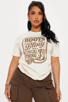 Boots And Bling Cowgirl Thing Tee - Off White