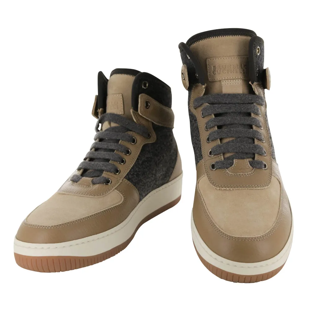 Brunello Cucinelli Beige High Top Sneakers