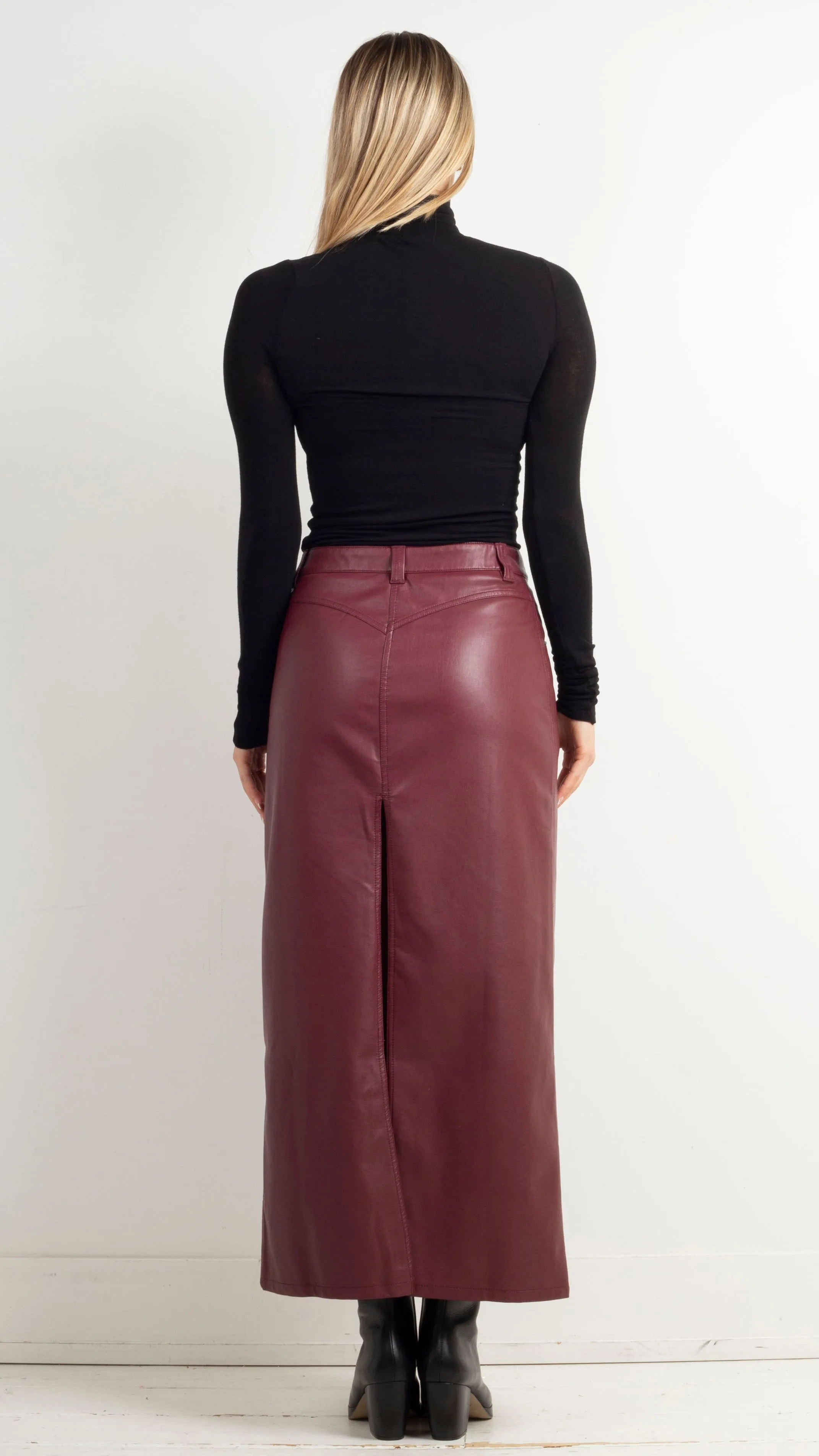 City Slicker Vegan Maxi Skirt - Red Jasper