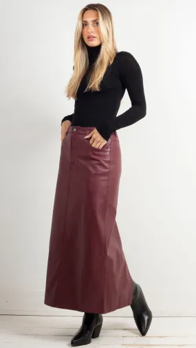 City Slicker Vegan Maxi Skirt - Red Jasper