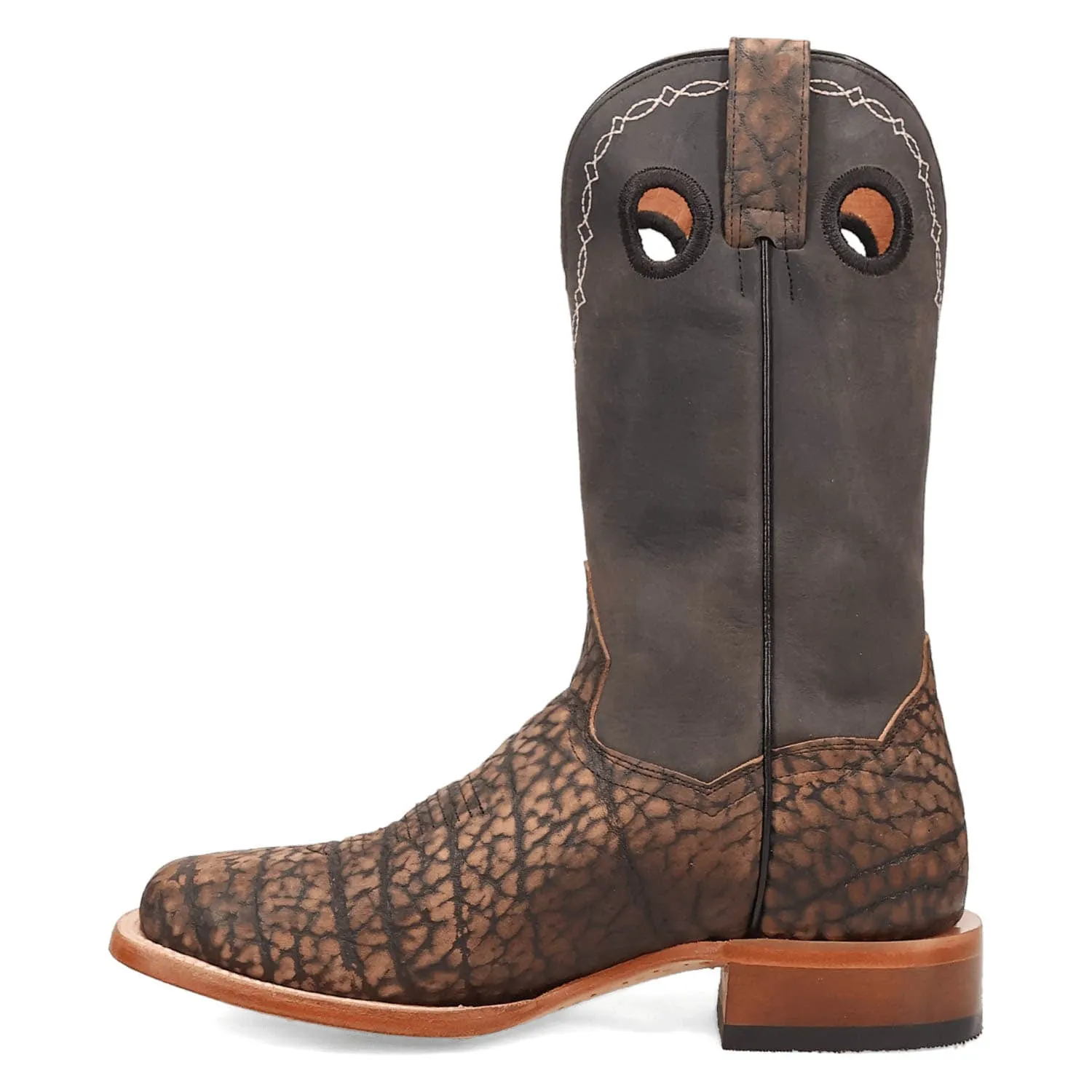 Dan Post Mens Murray Coffee/Black Bison Leather Cowboy Boots