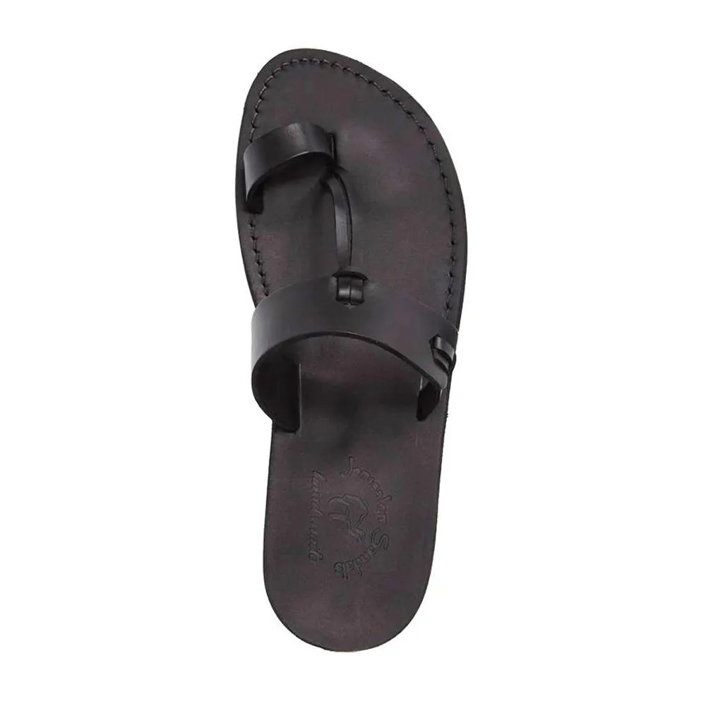 David - Leather Open Toe Sandal | Black