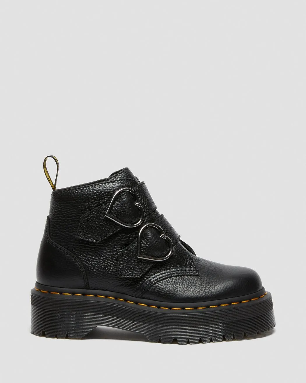 DEVON HEART BLACK MILLED NAPPA LEATHER PLATFORM BOOTS