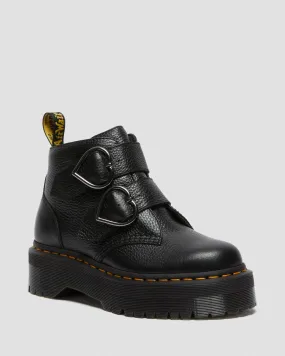 DEVON HEART BLACK MILLED NAPPA LEATHER PLATFORM BOOTS