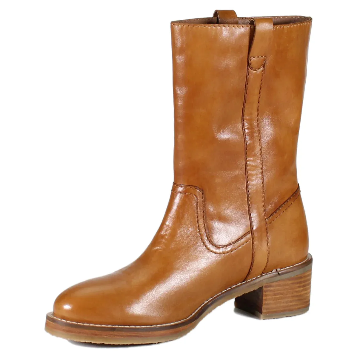 Diba True Crush It Midi Boots in Cognac Leather