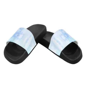 Flip-Flop Sandals, Blue Watercolor Style Women's Slides