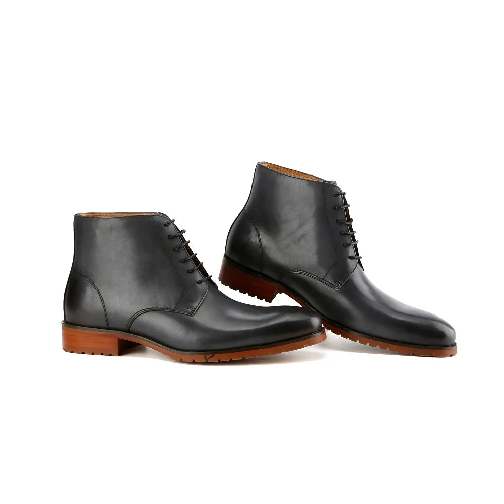 Gino Vitale Men's Handcrafted Genuine Leather Lace-Up Dress Boot