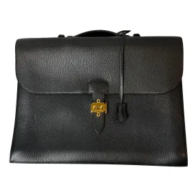 Hermes Black Togo Sac A Depeche 41 Briefcase