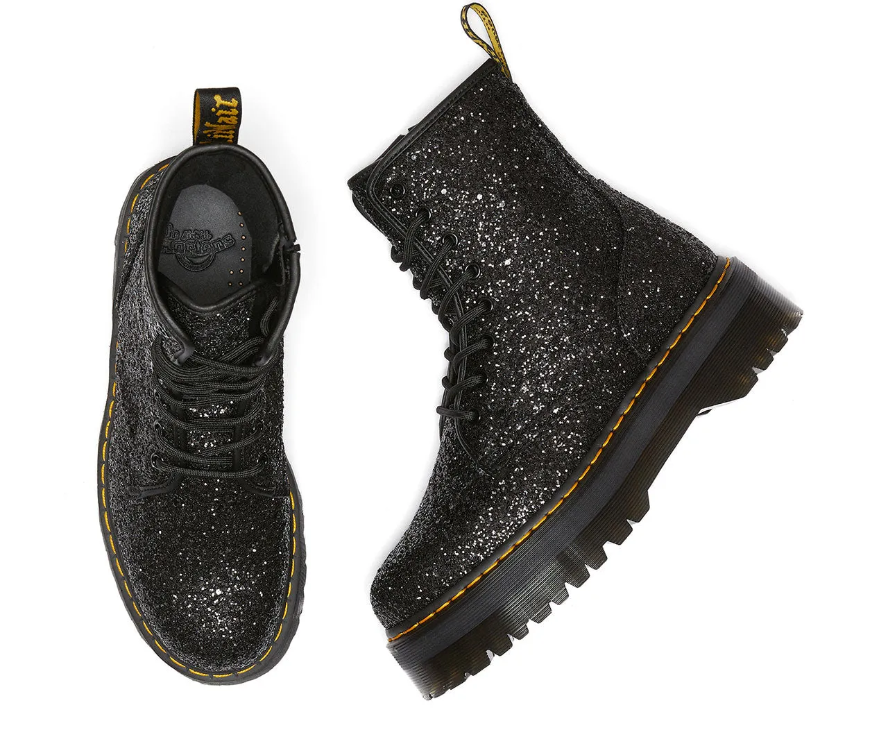 JADON GLTR BLACK CHUNKY GLITTER PLATFORM BOOT