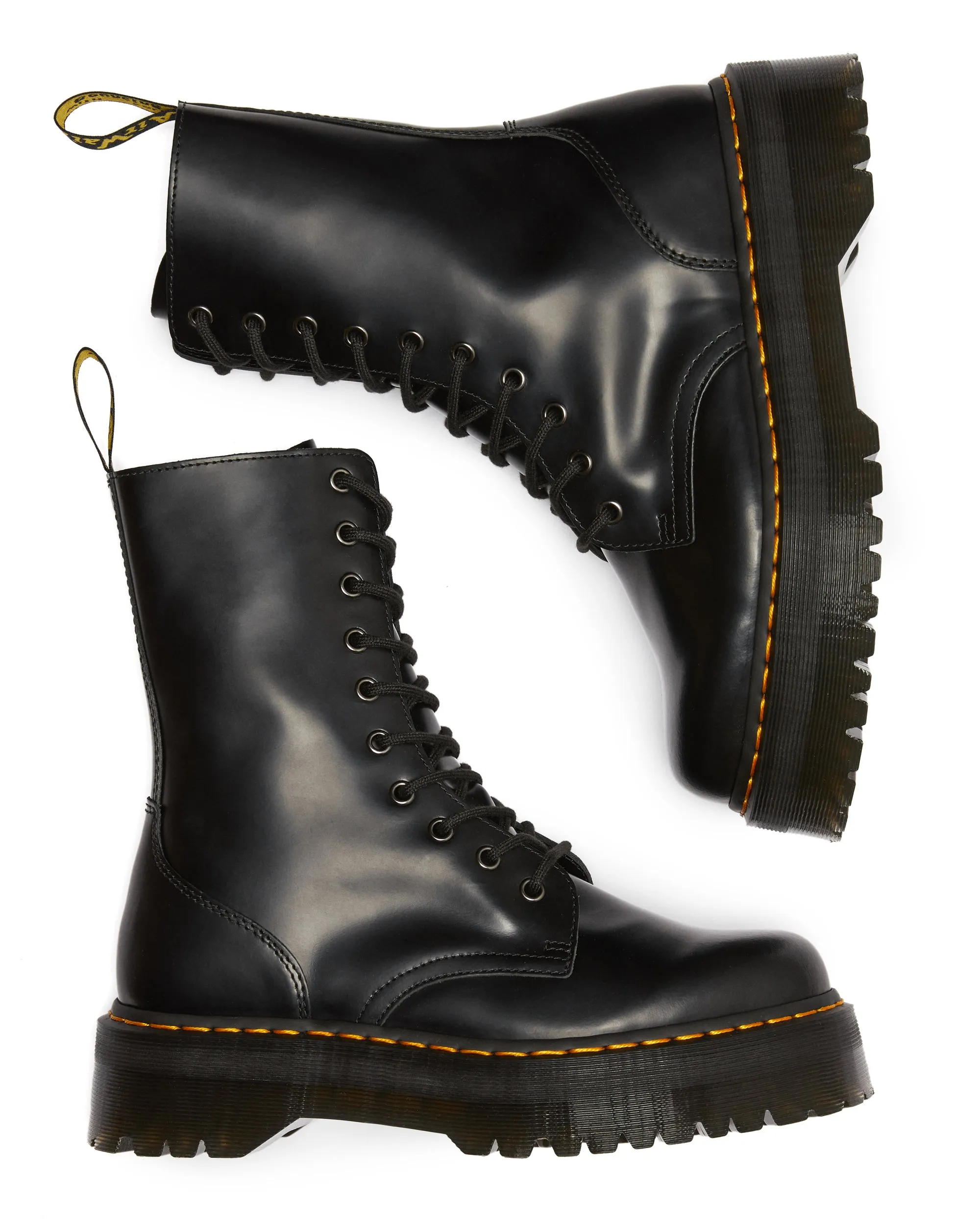 JADON HI BLACK SMOOTH PLATFORM BOOT