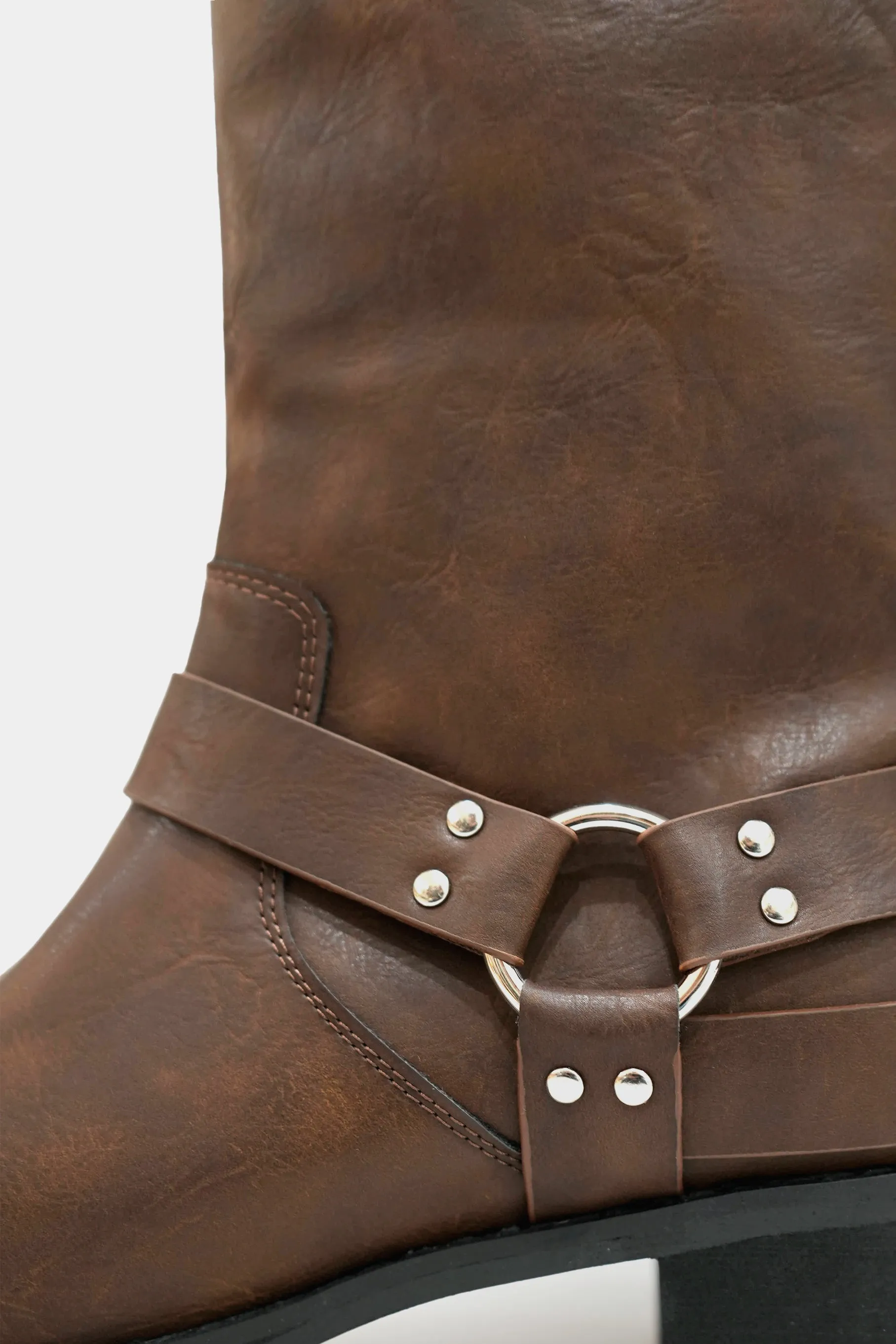 Leslie Buckle Boots, Brown