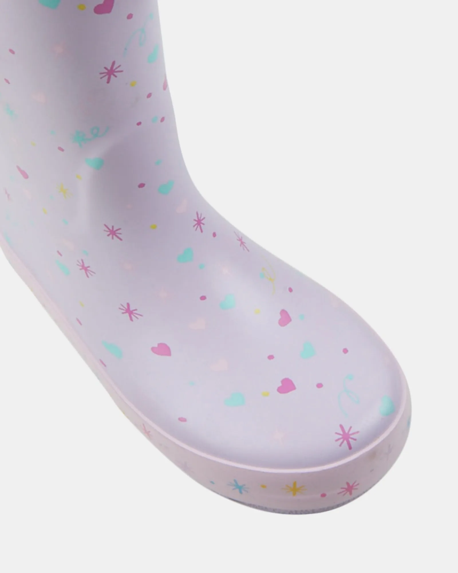 Love Heart Gumboot Lilac Rainbow