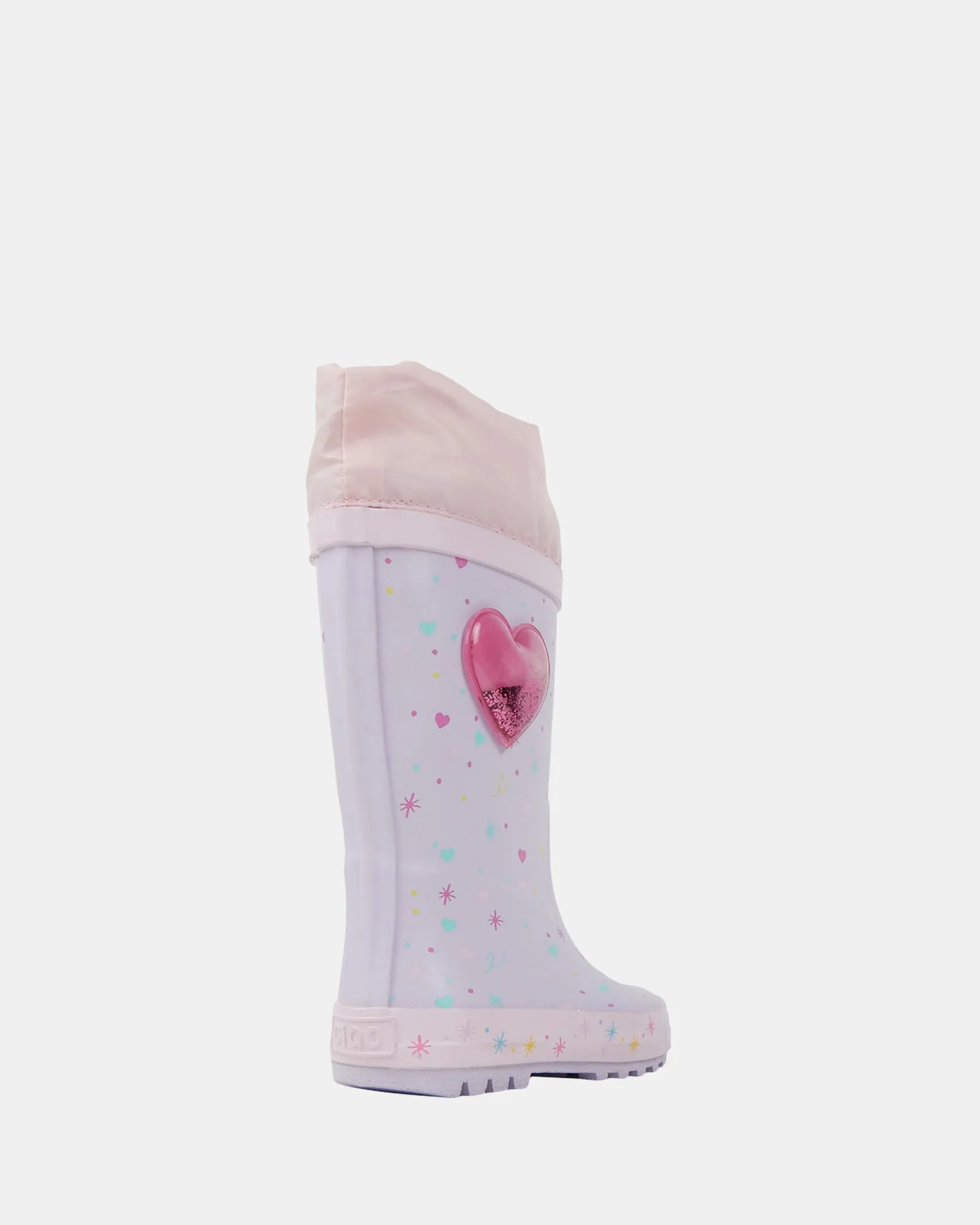 Love Heart Gumboot Lilac Rainbow