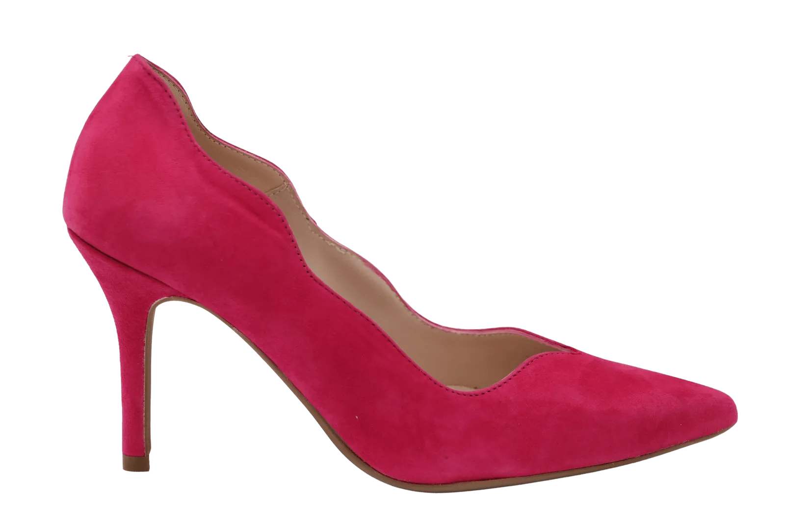 MARIAN Fuchsia Pink Suede Scalloped edge court shoe