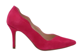 MARIAN Fuchsia Pink Suede Scalloped edge court shoe