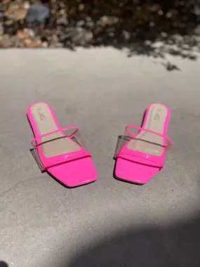 Neon Pink clear Strap sandals