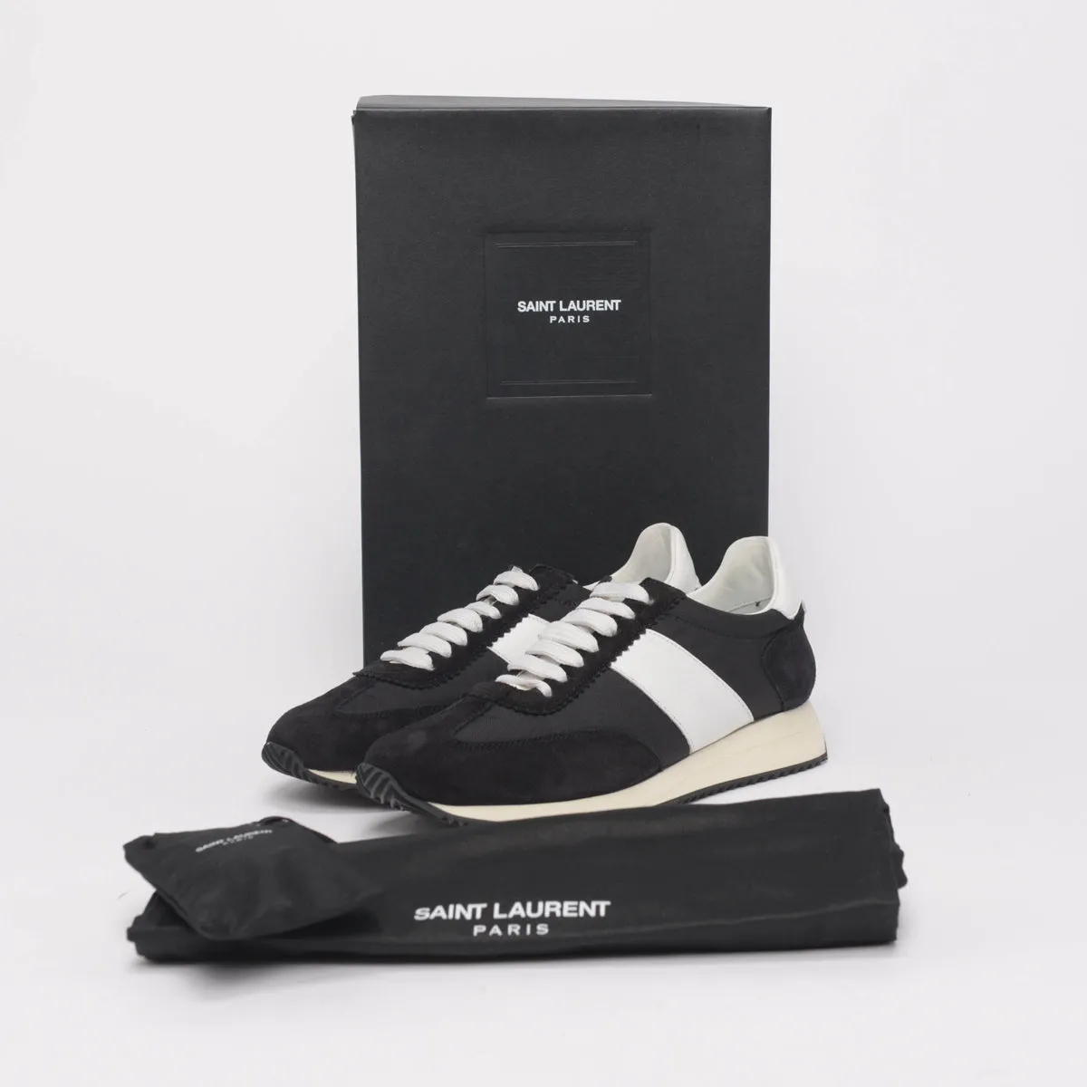 Saint Laurent Black & White Mesh & Suede SL/20 Sneakers 36