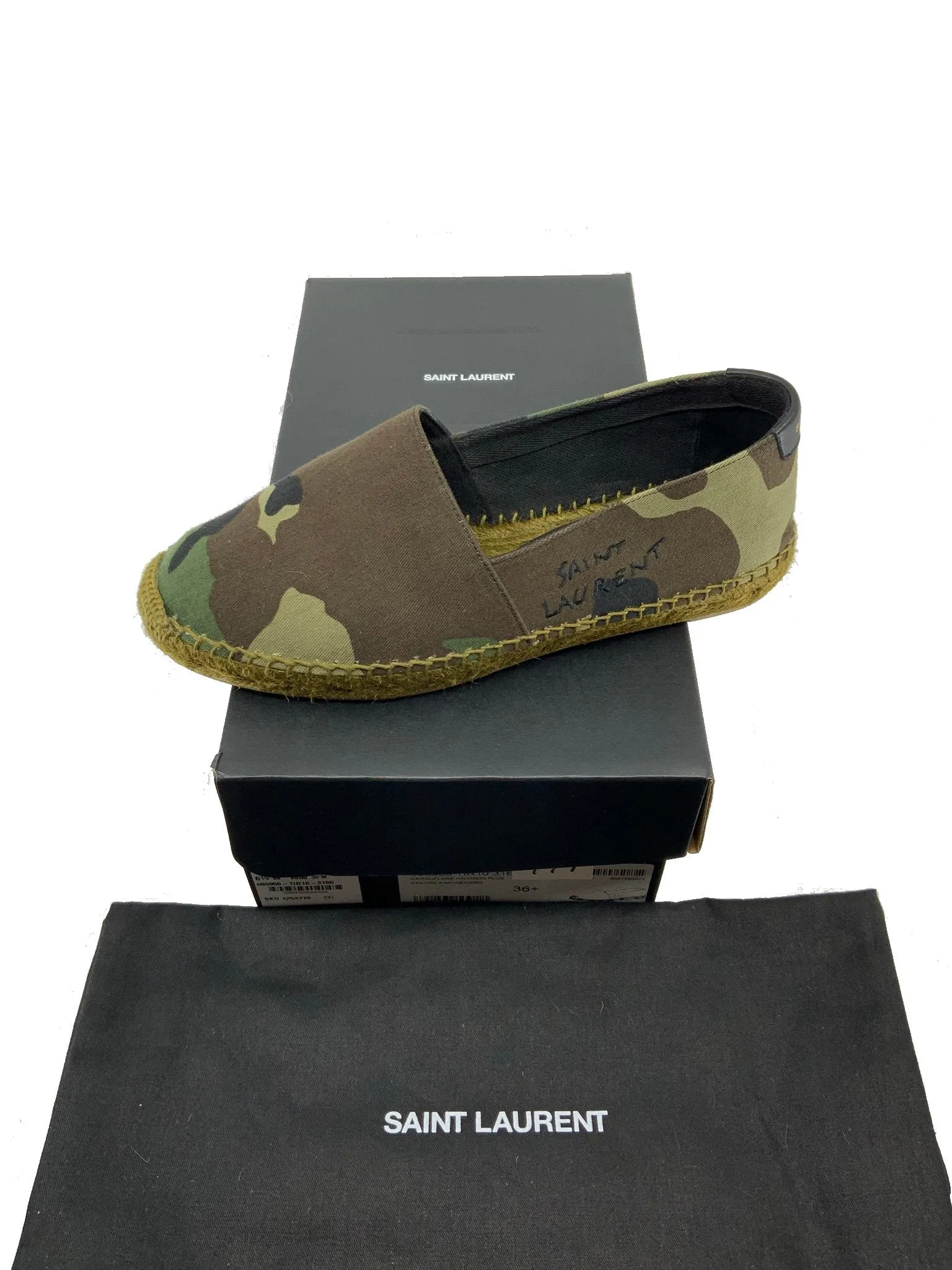 Saint Laurent Signature Camo Canvas Espadrilles Size 6