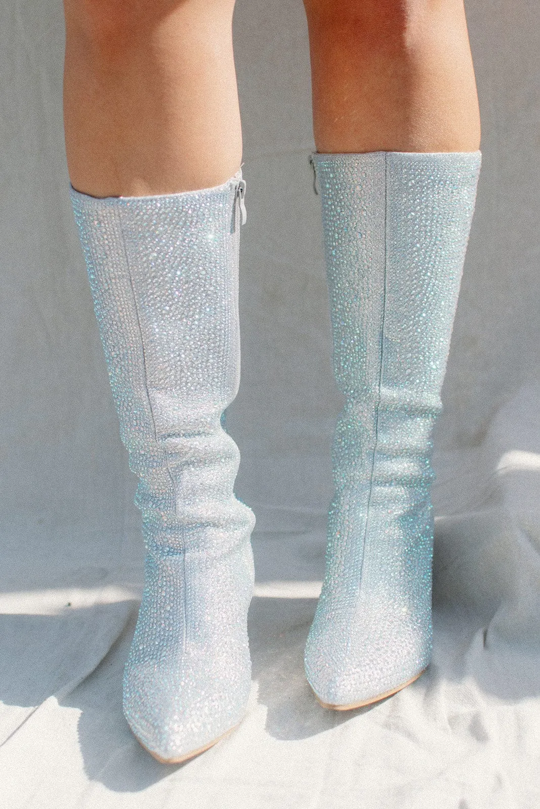 Silver Rhinestone Boots