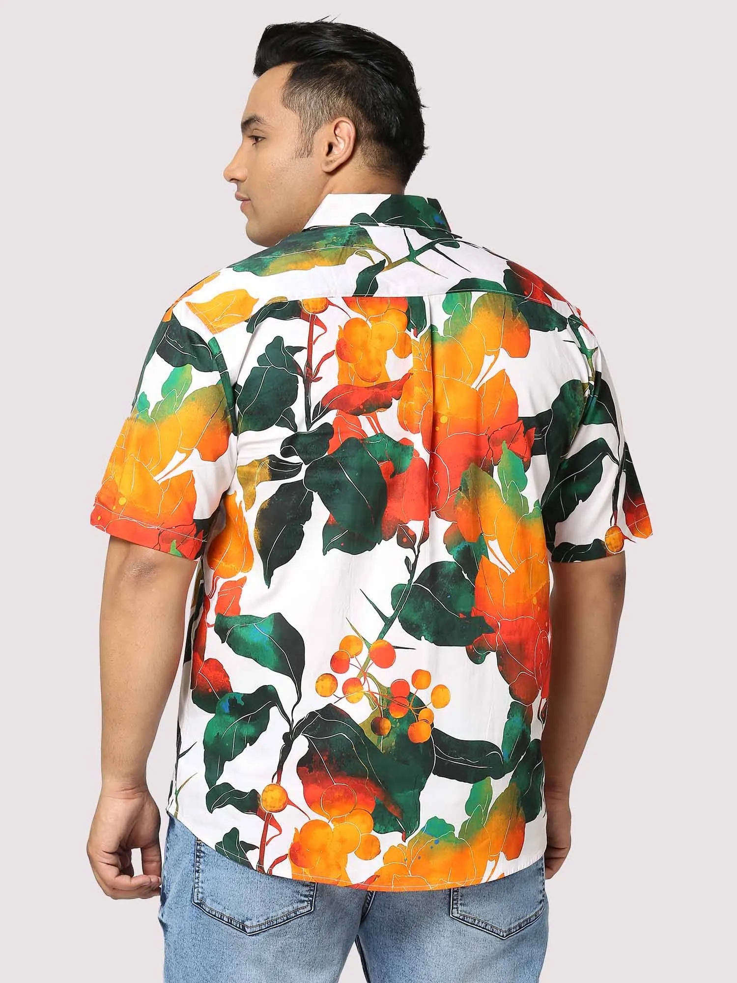 Sunshade Digital Printed Half Shirt Men's Plus Size