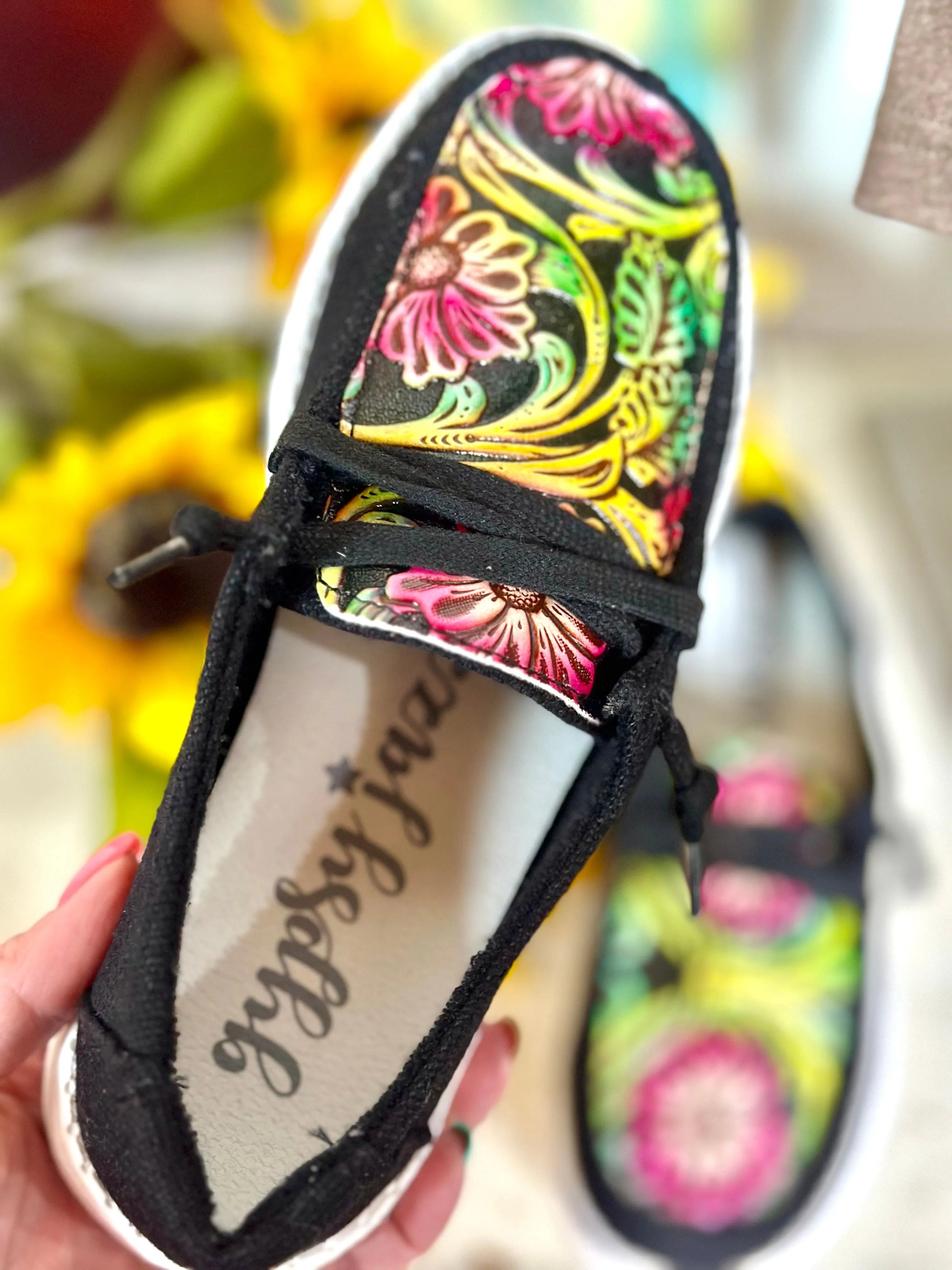 The Gypsy Jazz  Floral Tooled Top Dude Shoe