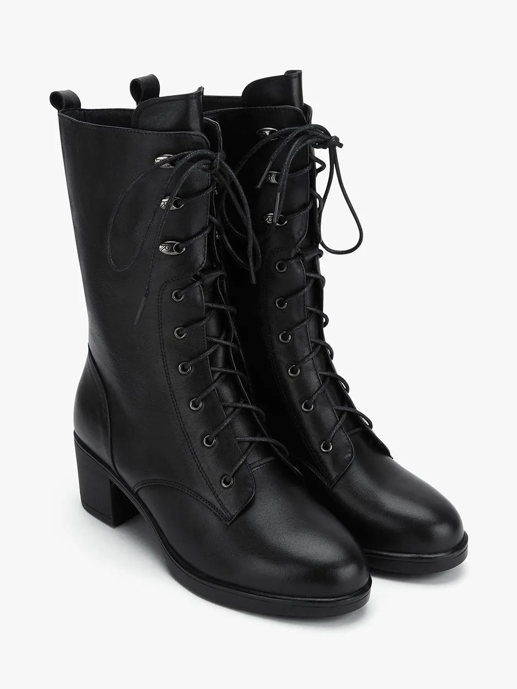 Vintage Lace-up Mid-Calf Boots