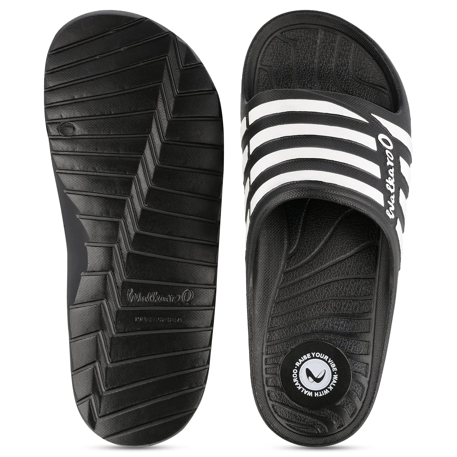 Stylish Walkaroo Mens WC4835 Black Flip Flop Sliders for Comfortable Summer Wear