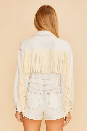 Wyoming Western Fringe Romper - White