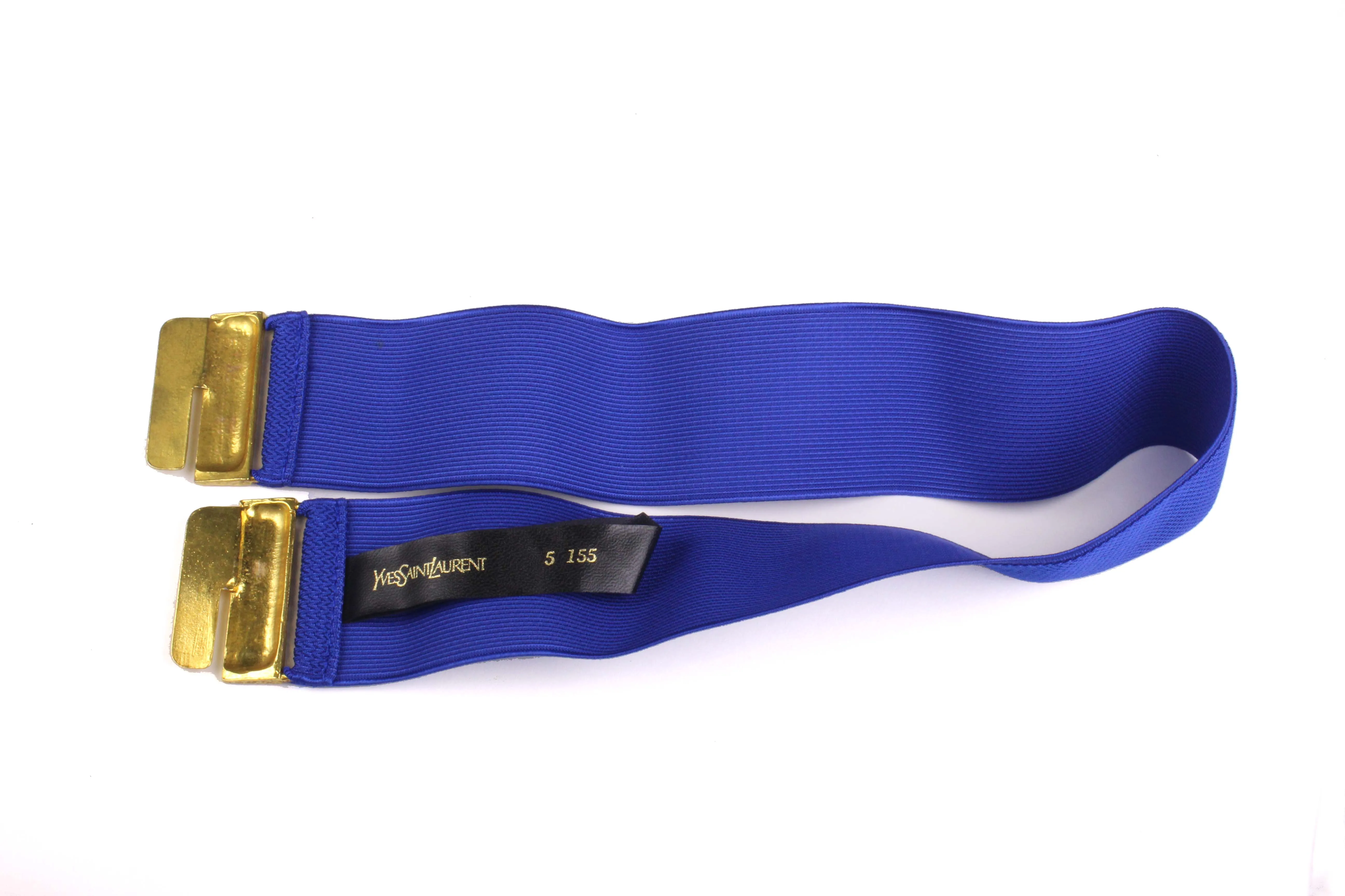 YVES SAINT LAURENT blue elastic logo belt