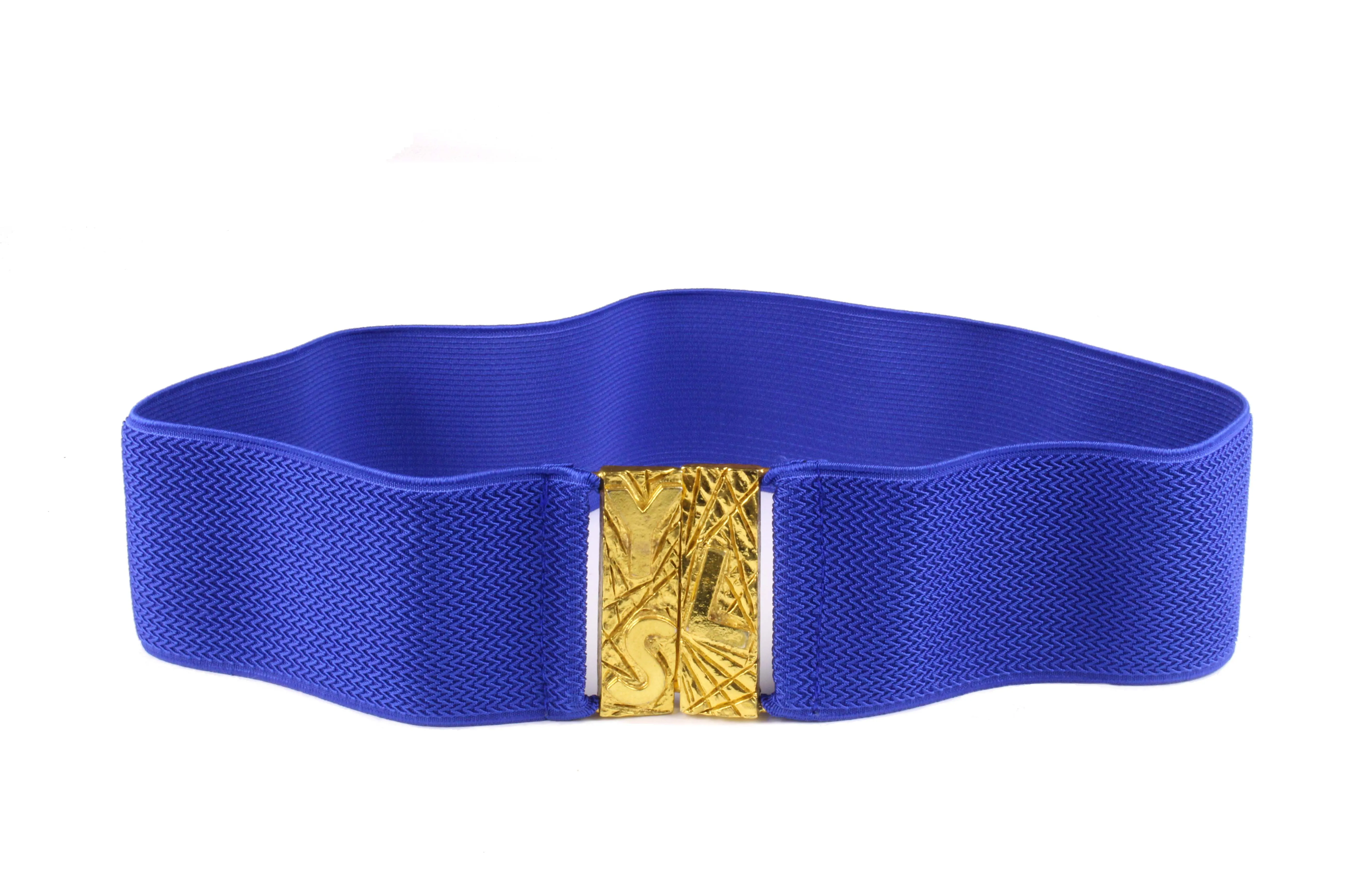 YVES SAINT LAURENT blue elastic logo belt