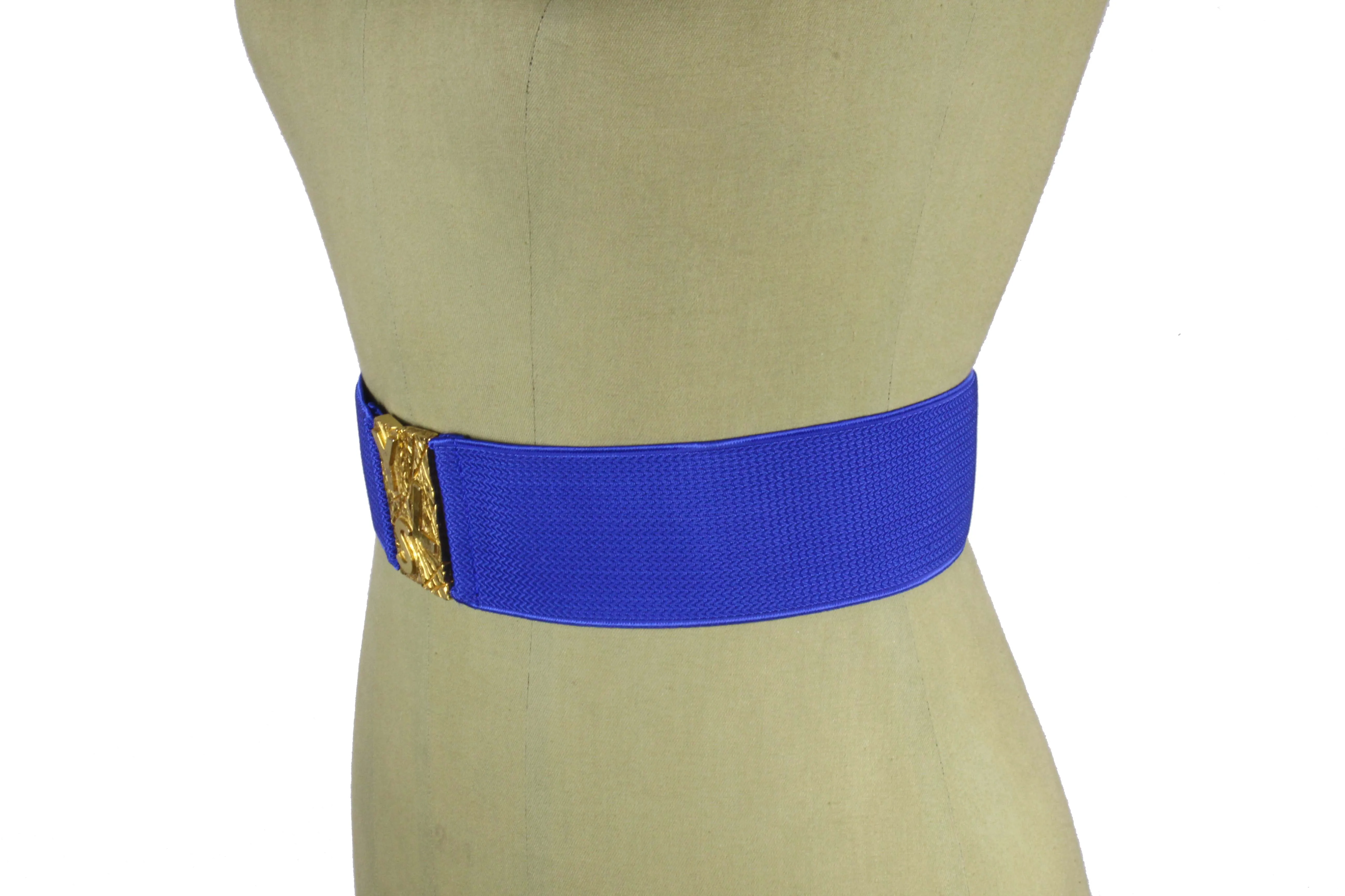 YVES SAINT LAURENT blue elastic logo belt