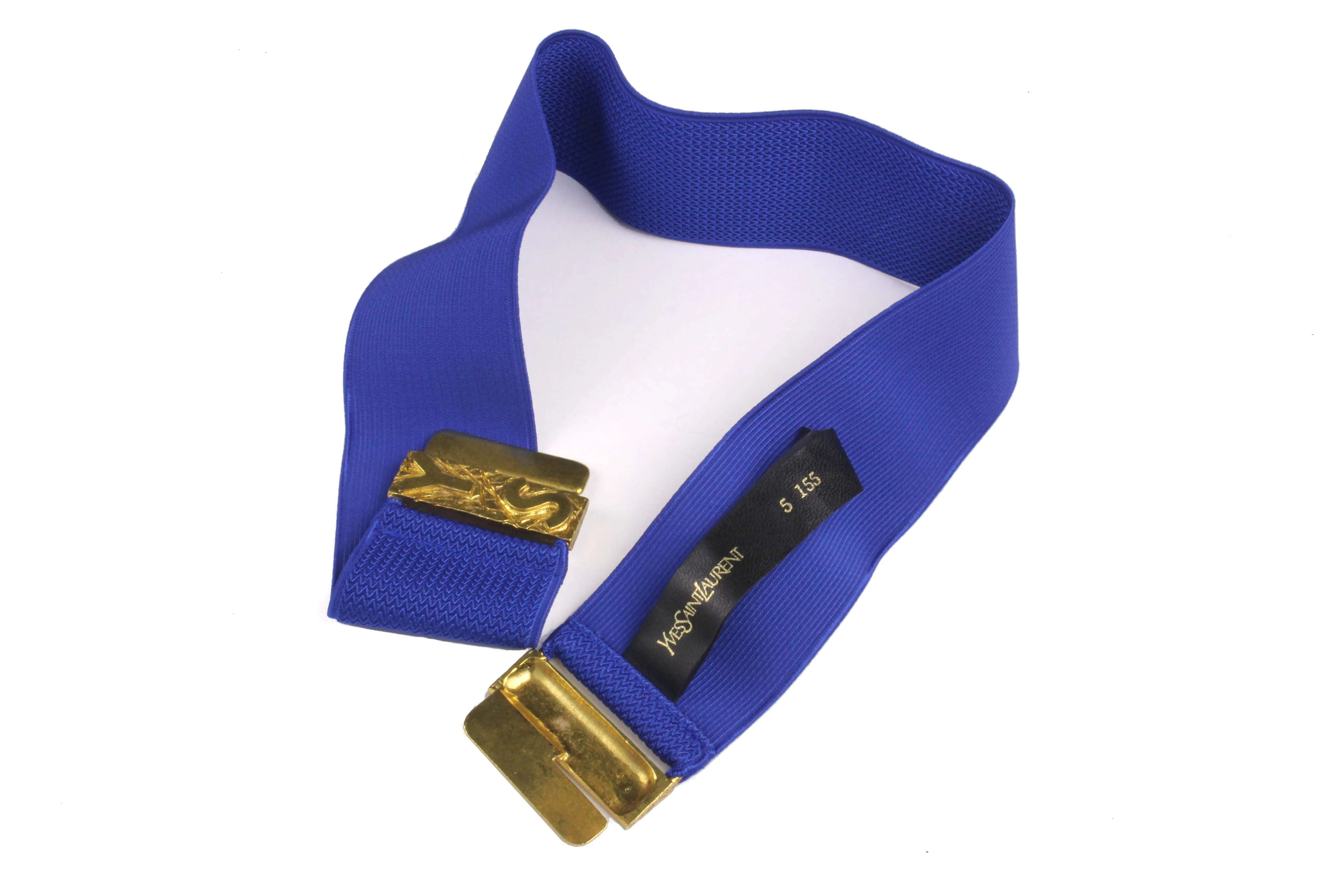 YVES SAINT LAURENT blue elastic logo belt