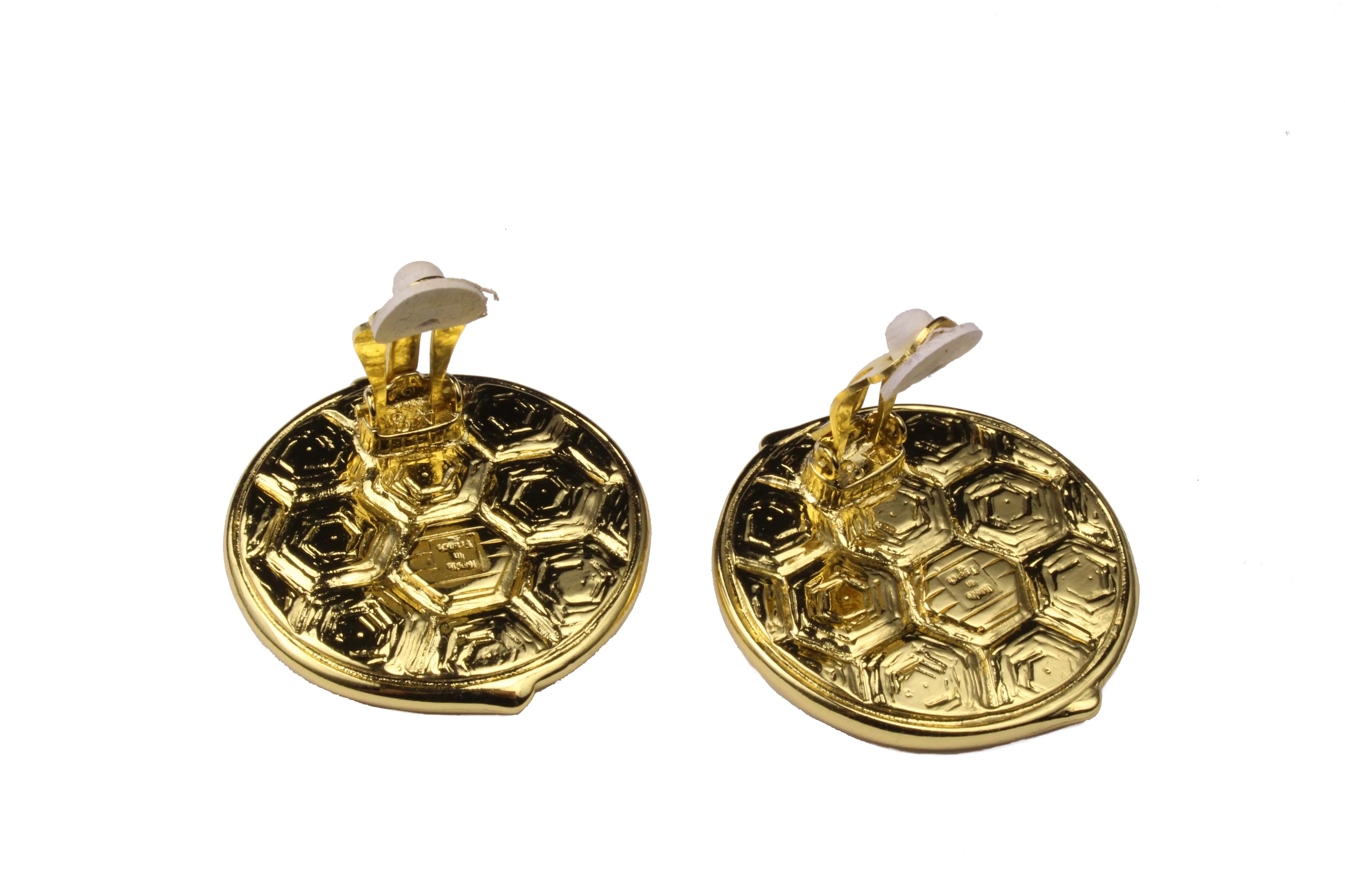 YVES SAINT LAURENT disc tortoiseshell earrings