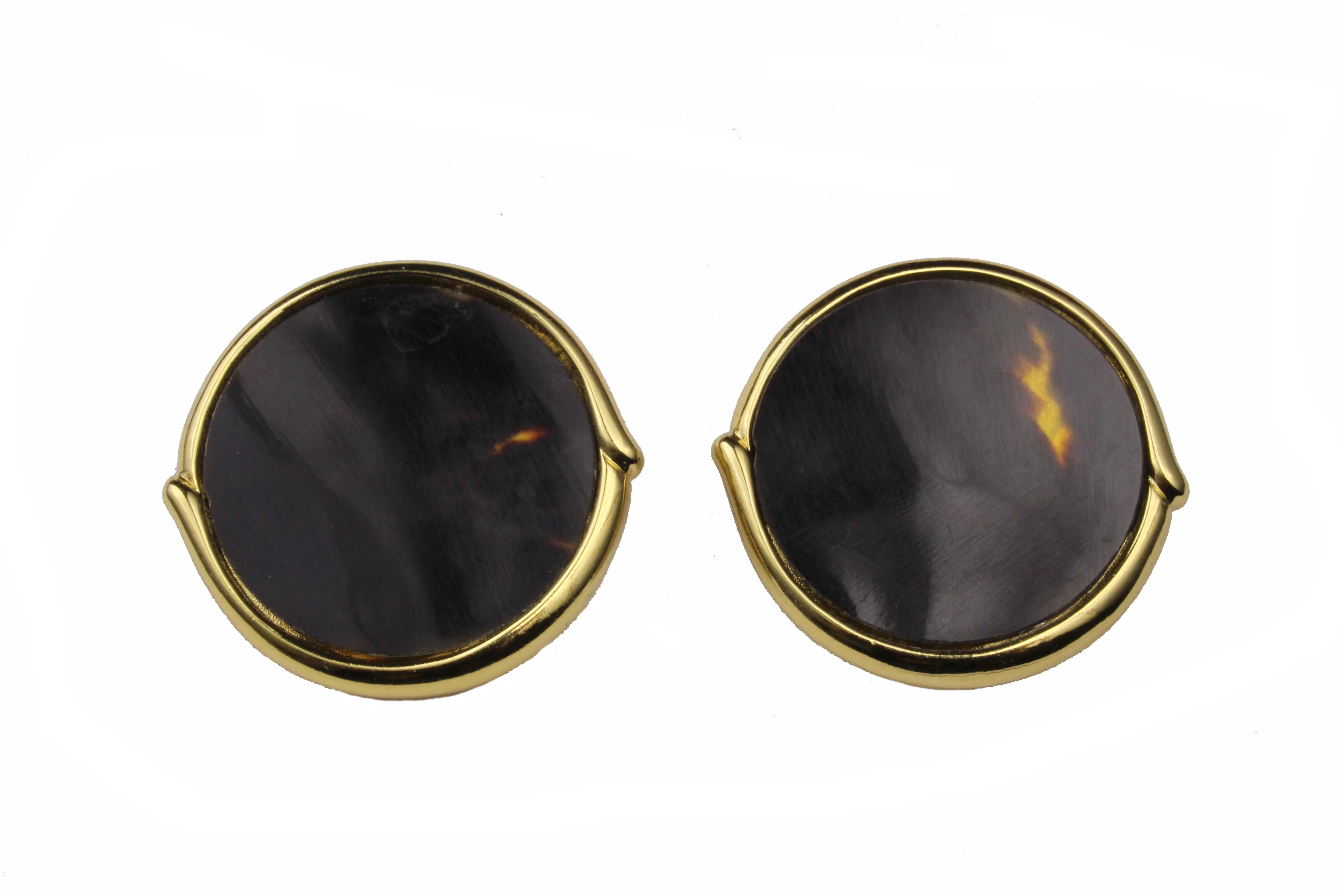 YVES SAINT LAURENT disc tortoiseshell earrings