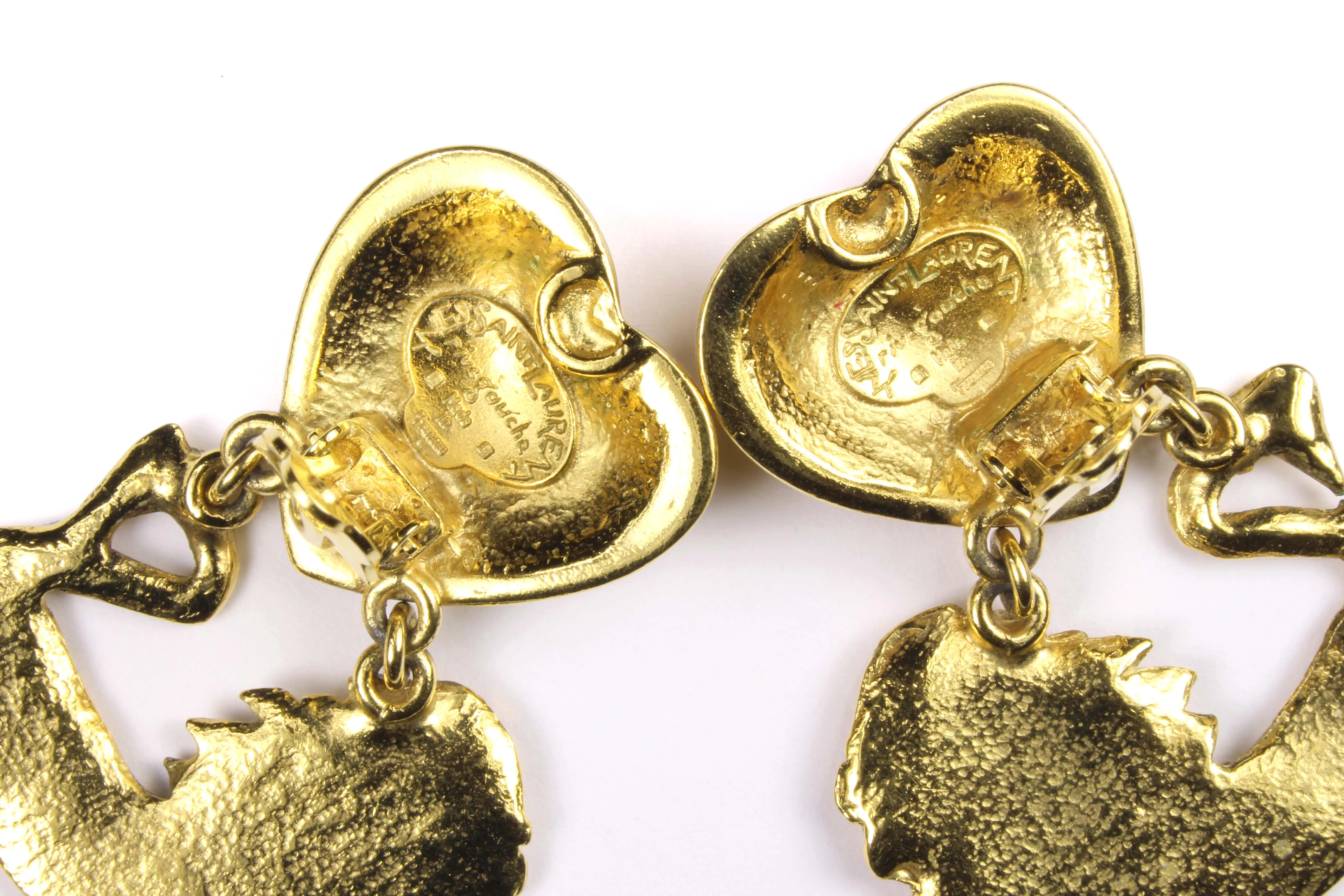 YVES SAINT LAURENT lion red heart earrings