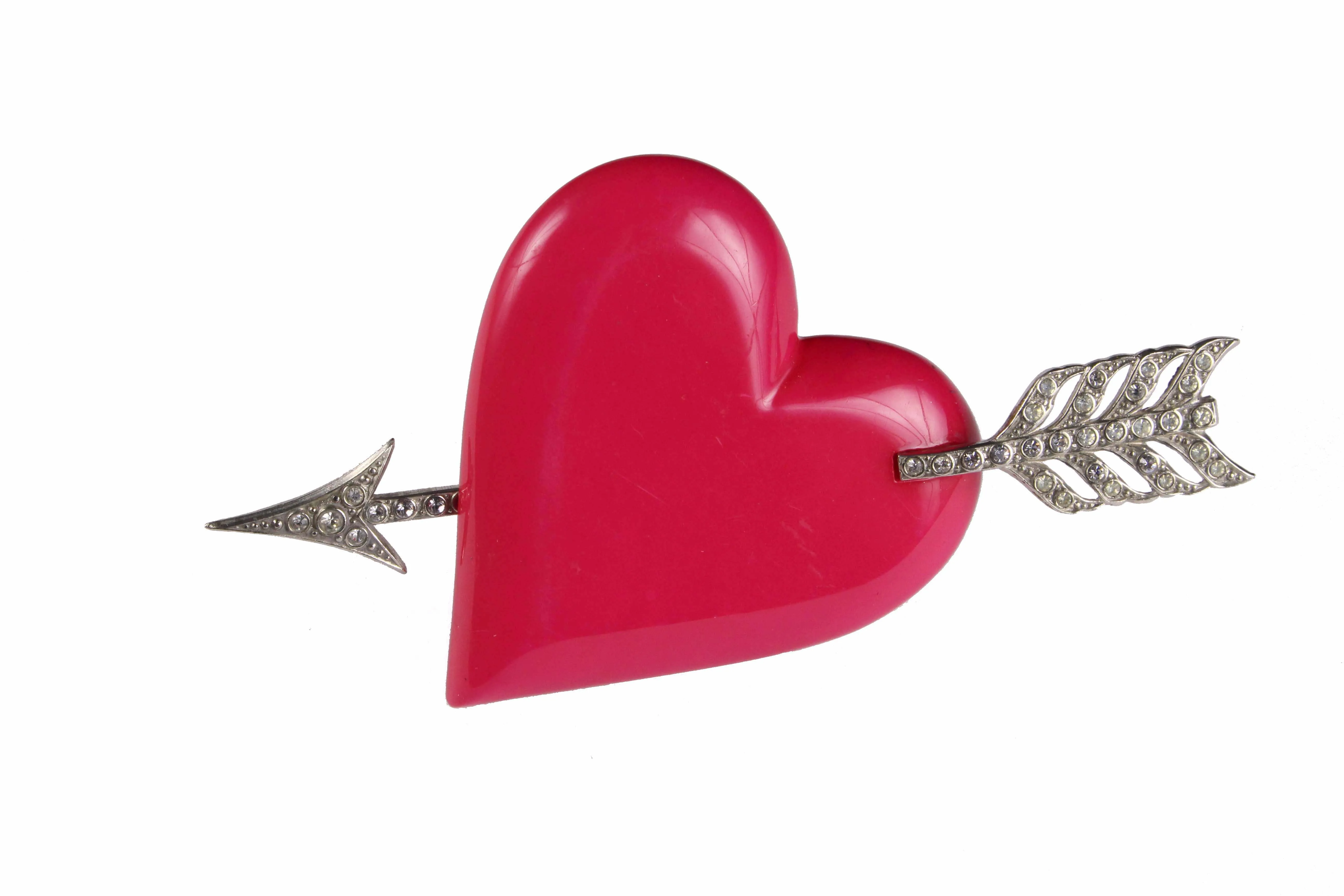 Yves Saint Laurent red heart & arrow brooch