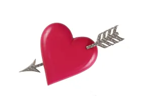 Yves Saint Laurent red heart & arrow brooch