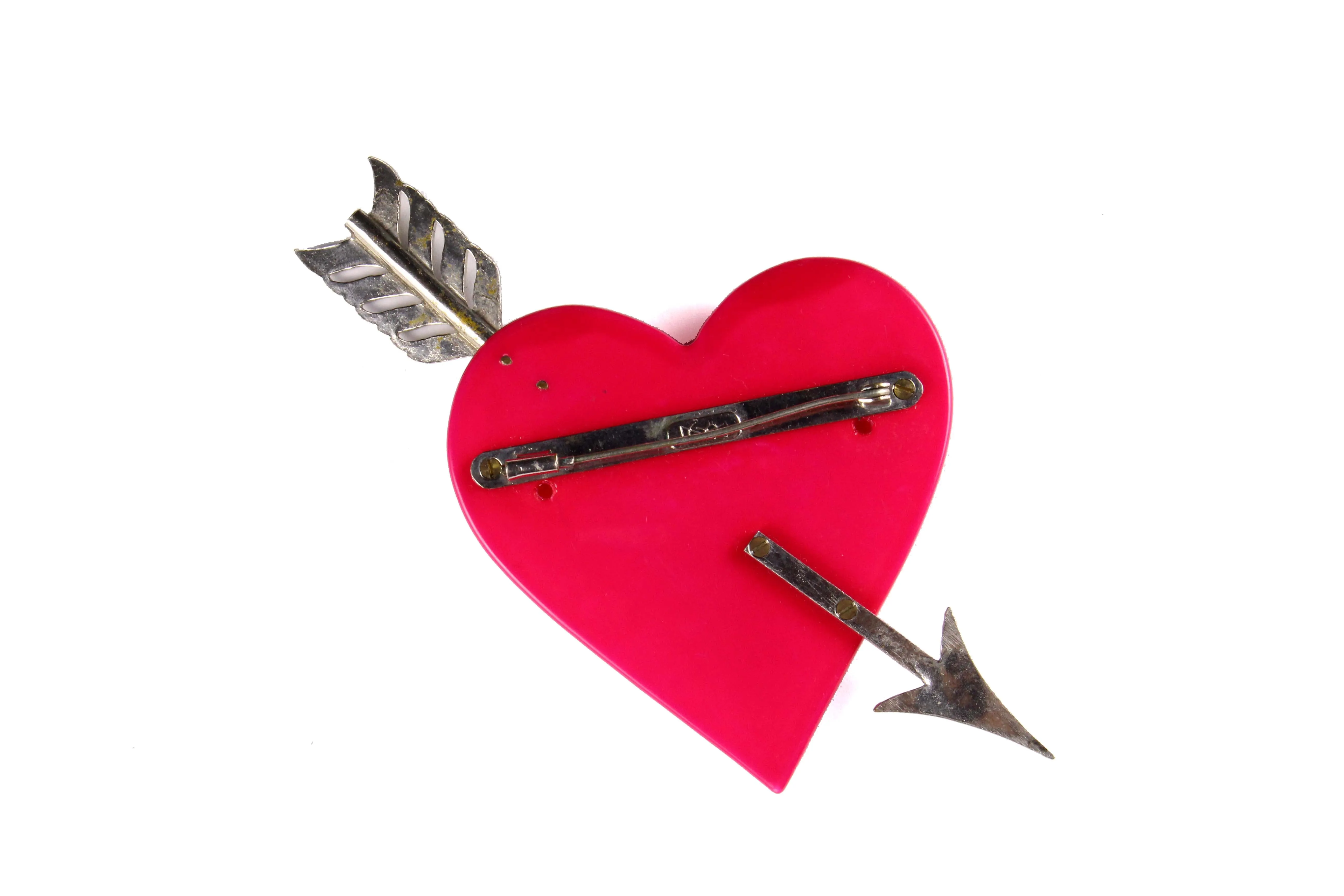 Yves Saint Laurent red heart & arrow brooch