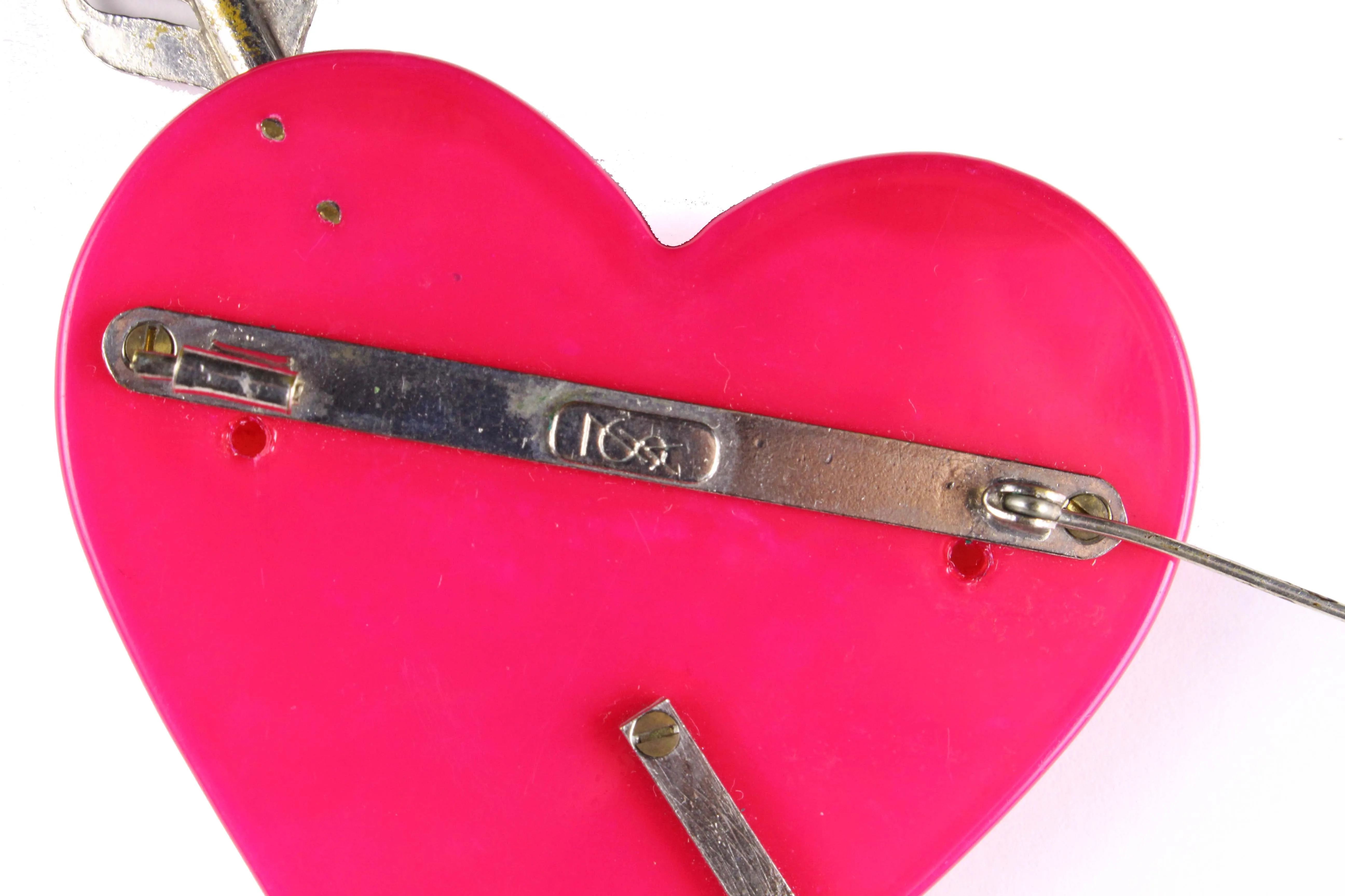 Yves Saint Laurent red heart & arrow brooch