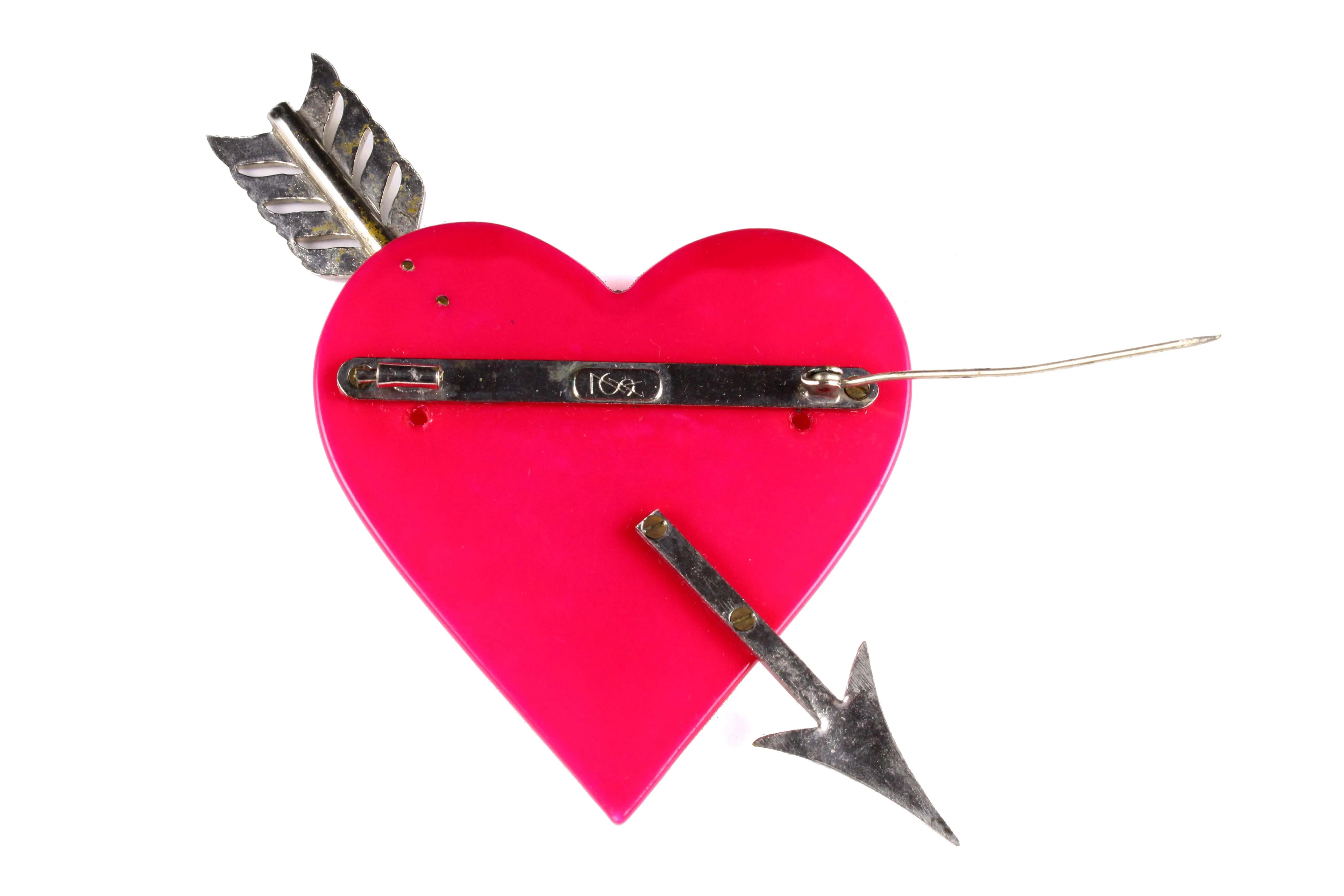 Yves Saint Laurent red heart & arrow brooch