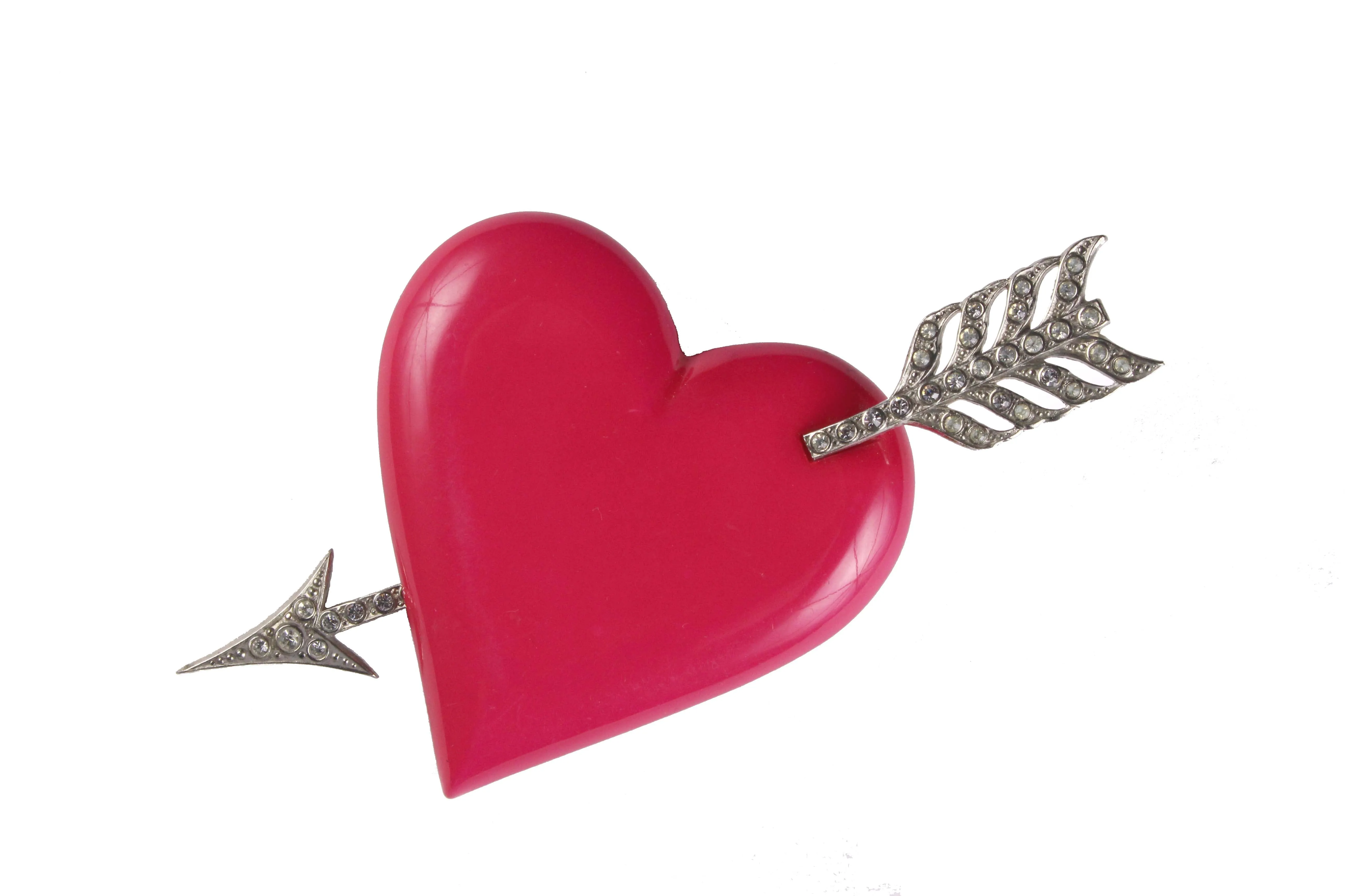 Yves Saint Laurent red heart & arrow brooch